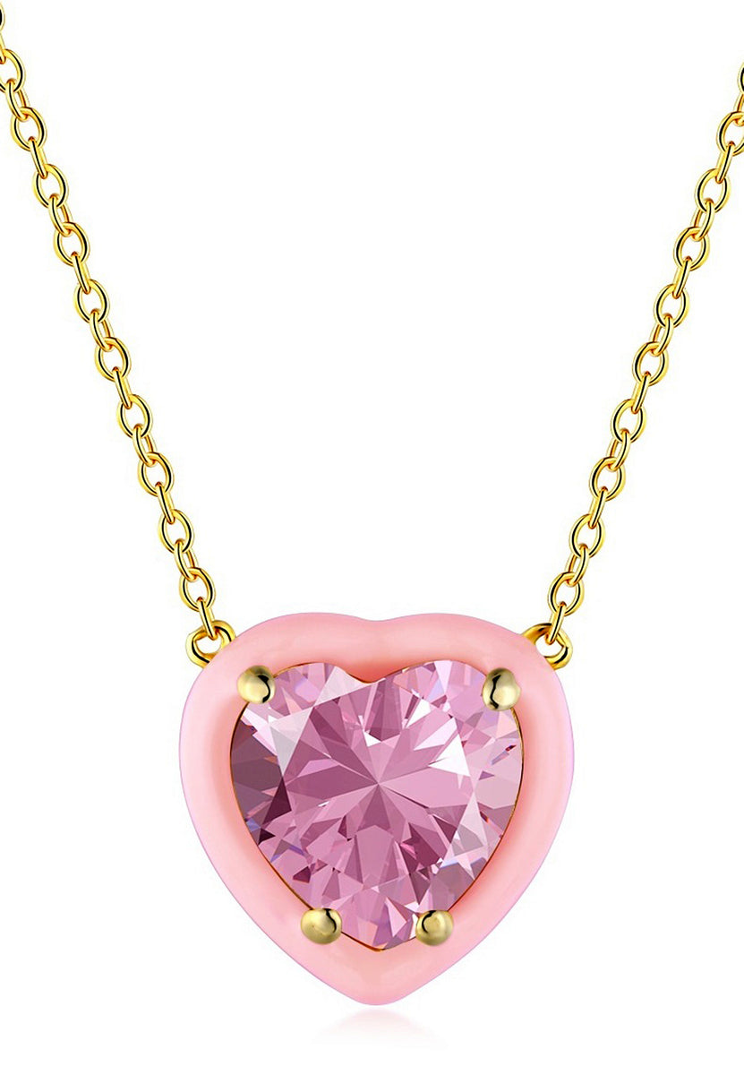 Damen Halskette Rosa Apfel - Mit Strass Und 45cm Kette Als Geschenk
