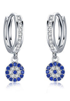 BRELLATO Set Evil Eye Halskette und Ohrringe, Nazar Böses Blaues Auge Schutz-Symbol Anhänger, Damen Schmuck Echt Silber-Kette 925 Weißgold, Zirkonia Kreuz