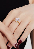 BRELLATO Grosser Ovaler Crystal Cocktail-Ring, Echt Silber 925 18K Vergoldet, Antragsring Gelbgold Statementring Verlobungsring  Zirkonia