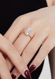 BRELLATO Grosser Ovaler Crystal Cocktail-Ring, Echt Silber 925 18K Vergoldet, Antragsring Gelbgold Statementring Verlobungsring  Zirkonia