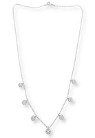 Diskus Plättchen Collier, Damen Choker Halskette Charms Coins Anhänger, Echt Silber-Kette 925 18K Rhodiniert mit Zirkonia