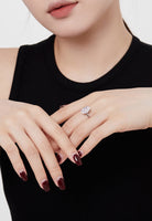 BRELLATO Grosser Ovaler Crystal Cocktail-Ring, Echt Silber 925 18K Weissgold Rhodium, Antragsring Statementring Verlobungsring Zirkonia