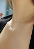 BRELLATO Kleeblatt Lucky Kristall-Anhänger Damen-Schmuck, Glücksklee Blume Echt Silber-Kette 925 18K Rhodiniert, Glücksbringer Symbol Talisman Hals-Kette Zirkonia