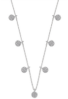 Diskus Plättchen Collier, Damen Choker Halskette Charms Coins Anhänger, Echt Silber-Kette 925 18K Rhodiniert mit Zirkonia