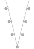 Diskus Plättchen Collier, Damen Choker Halskette Charms Coins Anhänger, Echt Silber-Kette 925 18K Rhodiniert mit Zirkonia