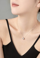 BRELLATO Set Runder Solitaire Kristall-Anhänger Ohrstecker Ring, Echt Silber-Kette 925 18K Rhodiniert, Ohrringe Kristall-Kette Halskette Zirkonia