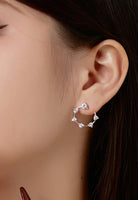 BRELLATO Damen Crystal Ohrringe Creolen Rund, Halb-Kreise, Echt Silber 925 18K Rhodiniert, Glitzer Ohrstecker Zirkonia Kristalle