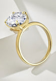 BRELLATO Ovaler Crystal Cocktail-Ring, Echt Silber 925 18K Vergoldet, Antragsring Gelbgold Statementring Verlobungsring  Zirkonia