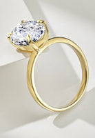 BRELLATO Grosser Ovaler Crystal Cocktail-Ring, Echt Silber 925 18K Vergoldet, Antragsring Gelbgold Statementring Verlobungsring  Zirkonia