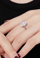 BRELLATO Grosser Ovaler Crystal Cocktail-Ring, Echt Silber 925 18K Weissgold Rhodium, Antragsring Statementring Verlobungsring Zirkonia