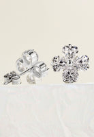 BRELLATO Schmuck-Set, Kleeblatt Kristall-Anhänger Ohrstecker, Silber-Kette 925 18K Rhodiniert, Vierblättriger Glücksklee Glücksbringer Talisman Ohrringe Hals-Kette Zirkonia