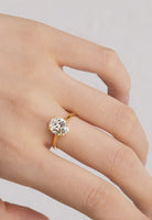 BRELLATO Ovaler Crystal Cocktail-Ring, Echt Silber 925 18K Vergoldet, Antragsring Gelbgold Statementring Verlobungsring  Zirkonia