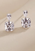 BRELLATO Crystal Ohrstecker Damen Viereckig, Echt Silber-Kette 925 18K Rhodiniert, Funkelnde Statement Ohrringe Tropfen-Zirkonia