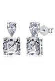 BRELLATO Crystal Ohrstecker Damen Viereckig, Echt Silber-Kette 925 18K Rhodiniert, Funkelnde Statement Ohrringe Tropfen-Zirkonia
