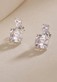 BRELLATO Crystal Ohrstecker Damen Viereckig, Echt Silber-Kette 925 18K Rhodiniert, Funkelnde Statement Ohrringe Tropfen-Zirkonia