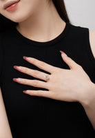 BRELLATO Ovaler Crystal Cocktail-Ring, Echt Silber 925 18K Vergoldet, Antragsring Gelbgold Statementring Verlobungsring  Zirkonia