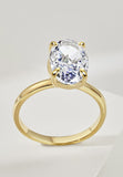 BRELLATO Grosser Ovaler Crystal Cocktail-Ring, Echt Silber 925 18K Vergoldet, Antragsring Gelbgold Statementring Verlobungsring  Zirkonia