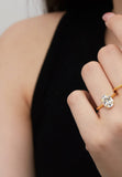 BRELLATO Ovaler Crystal Cocktail-Ring, Echt Silber 925 18K Vergoldet, Antragsring Gelbgold Statementring Verlobungsring  Zirkonia