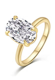 BRELLATO Grosser Ovaler Crystal Cocktail-Ring, Echt Silber 925 18K Vergoldet, Antragsring Gelbgold Statementring Verlobungsring  Zirkonia