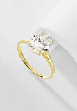 BRELLATO Ovaler Crystal Cocktail-Ring, Echt Silber 925 18K Vergoldet, Antragsring Gelbgold Statementring Verlobungsring  Zirkonia