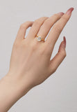 BRELLATO Ovaler Crystal Cocktail-Ring, Echt Silber 925 18K Vergoldet, Antragsring Gelbgold Statementring Verlobungsring  Zirkonia