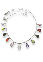 BRELLATO Charm Armband, Damen Armkette mit Anhänger, Bettelarmband Echt Silber-Kette 925 18K Weissgold Rhodiniert mit Bunten Zirkonia Kristallen