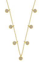 BRELLATO Diskus Plättchen Collier, Damen Choker Halskette Charms Coins Anhänger, Echt Silber-Kette 925 18K Gelbgold mit Zirkonia