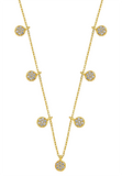 BRELLATO Diskus Plättchen Collier, Damen Choker Halskette Charms Coins Anhänger, Echt Silber-Kette 925 18K Gelbgold mit Zirkonia