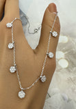 Diskus Plättchen Collier, Damen Choker Halskette Charms Coins Anhänger, Echt Silber-Kette 925 18K Rhodiniert mit Zirkonia