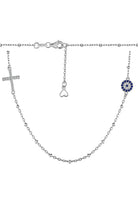 BRELLATO Set Evil Eye Halskette und Ohrringe, Nazar Böses Blaues Auge Schutz-Symbol Anhänger, Damen Schmuck Echt Silber-Kette 925 Weißgold, Zirkonia Kreuz
