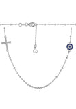 BRELLATO Set Evil Eye Halskette und Ohrringe, Nazar Böses Blaues Auge Schutz-Symbol Anhänger, Damen Schmuck Echt Silber-Kette 925 Weißgold, Zirkonia Kreuz