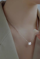 BRELLATO Set Solitaire Kristall-Anhänger Ohrstecker Damen-Schmuck Viereckig, Echt Silber-Kette 925 18K Rhodiniert, Ohrringe Kristall-Kette Halskette Zirkonia