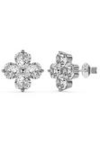 BRELLATO Kleeblatt Kristall Ohrstecker, Silber 925 18K Rhodiniert, Vierblättriger Glücksklee Gluecksbringer Talisman Ohrringe Herz-Zirkonia