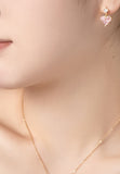 BRELLATO Pink Rosa Gelbgold Herz Ohrstecker, Echt Silber 925 18K Rhodiniert, Goldfarbene Herz Ohrringe Zirkonia Crystals, Geschenk Muttertag Valentinstag