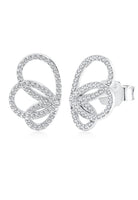 BRELLATO Damen Ohrringe Flügel Schmetterling Blume, Echt Silber 925 18K Rhodiniert, Glitzer Ohrstecker Zirkonia Kristalle