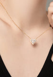 BRELLATO Herz-Kette Anhänger Ohrstecker Set Golden, Echt Silber-Kette 925 18K Gelb-Gold, Ohrringe Herz-Halskette Zirkonia Crystals, Geschenk Muttertag Valentinstag