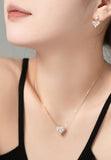 BRELLATO Herz-Kette Anhänger Ohrstecker Set Golden, Echt Silber-Kette 925 18K Gelb-Gold, Ohrringe Herz-Halskette Zirkonia Crystals, Geschenk Muttertag Valentinstag