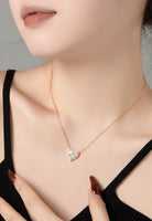 BRELLATO Herz-Kette Anhänger Ohrstecker Set Golden, Echt Silber-Kette 925 18K Gelb-Gold, Ohrringe Herz-Halskette Zirkonia Crystals, Geschenk Muttertag Valentinstag