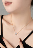 BRELLATO Herz-Kette Anhänger Ohrstecker Set Golden, Echt Silber-Kette 925 18K Gelb-Gold, Ohrringe Herz-Halskette Zirkonia Crystals, Geschenk Muttertag Valentinstag