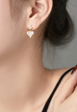 BRELLATO Herz-Kette Anhänger Ohrstecker Set Golden, Echt Silber-Kette 925 18K Gelb-Gold, Ohrringe Herz-Halskette Zirkonia Crystals, Geschenk Muttertag Valentinstag