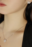BRELLATO Set Kleeblatt Lucky Kristall-Anhänger Ohrstecker Damen-Schmuck, Glücksklee Echt Silber-Kette 925 18K Rhodiniert, Glücksbringer Talisman Ohrringe Hals-Kette Zirkonia