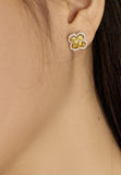 BRELLATO Gelbe Kleeblatt Lucky Ohrstecker, Glücksklee Damen Ohrschmuck 925 18K Rhodiniert, Glücksbringer Talisman Ohrringe Zirkonia Gelb