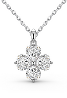 BRELLATO Kleeblatt Kristall-Anhänger, Silber-Kette 925 18K Rhodiniert, Vierblättriger Glücksklee Glücksbringer Talisman, Hals-Kette Blume Kreuz-Design Zirkonia