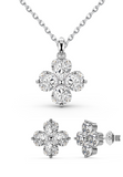 BRELLATO Schmuck-Set, Kleeblatt Kristall-Anhänger Ohrstecker, Silber-Kette 925 18K Rhodiniert, Vierblättriger Glücksklee Glücksbringer Talisman Ohrringe Hals-Kette Zirkonia