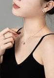 BRELLATO Set Runder Solitaire Kristall-Anhänger Ohrstecker Ring, Echt Silber-Kette 925 18K Rhodiniert, Ohrringe Kristall-Kette Halskette Zirkonia