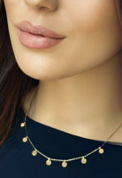 BRELLATO Diskus Plättchen Collier, Damen Choker Halskette Charms Coins Anhänger, Echt Silber-Kette 925 18K Gelbgold mit Zirkonia