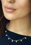 BRELLATO Diskus Plättchen Collier, Damen Choker Halskette Charms Coins Anhänger, Echt Silber-Kette 925 18K Gelbgold mit Zirkonia