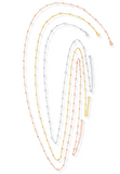 BRELLATO Dreireihige Layering Halsketten Tricolor, Damen Dreifache Lange Kette Collier, Echt Silber-Kette 925 18K Gelbgold, Rosegold mit Zirkonia