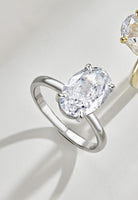 BRELLATO Grosser Ovaler Crystal Cocktail-Ring, Echt Silber 925 18K Weissgold Rhodium, Antragsring Statementring Verlobungsring Zirkonia