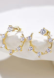 Damen Crystal Ohrringe Creolen Rund, Halb-Kreise, Echt Silber 925 18K Gold Gelbgold, Glitzer Ohrstecker Zirkonia Kristalle